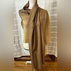 VTG - NWT- Pashmina Hand Made in Nepal 70/30 Silk Brown Fringed Shawl Wrap